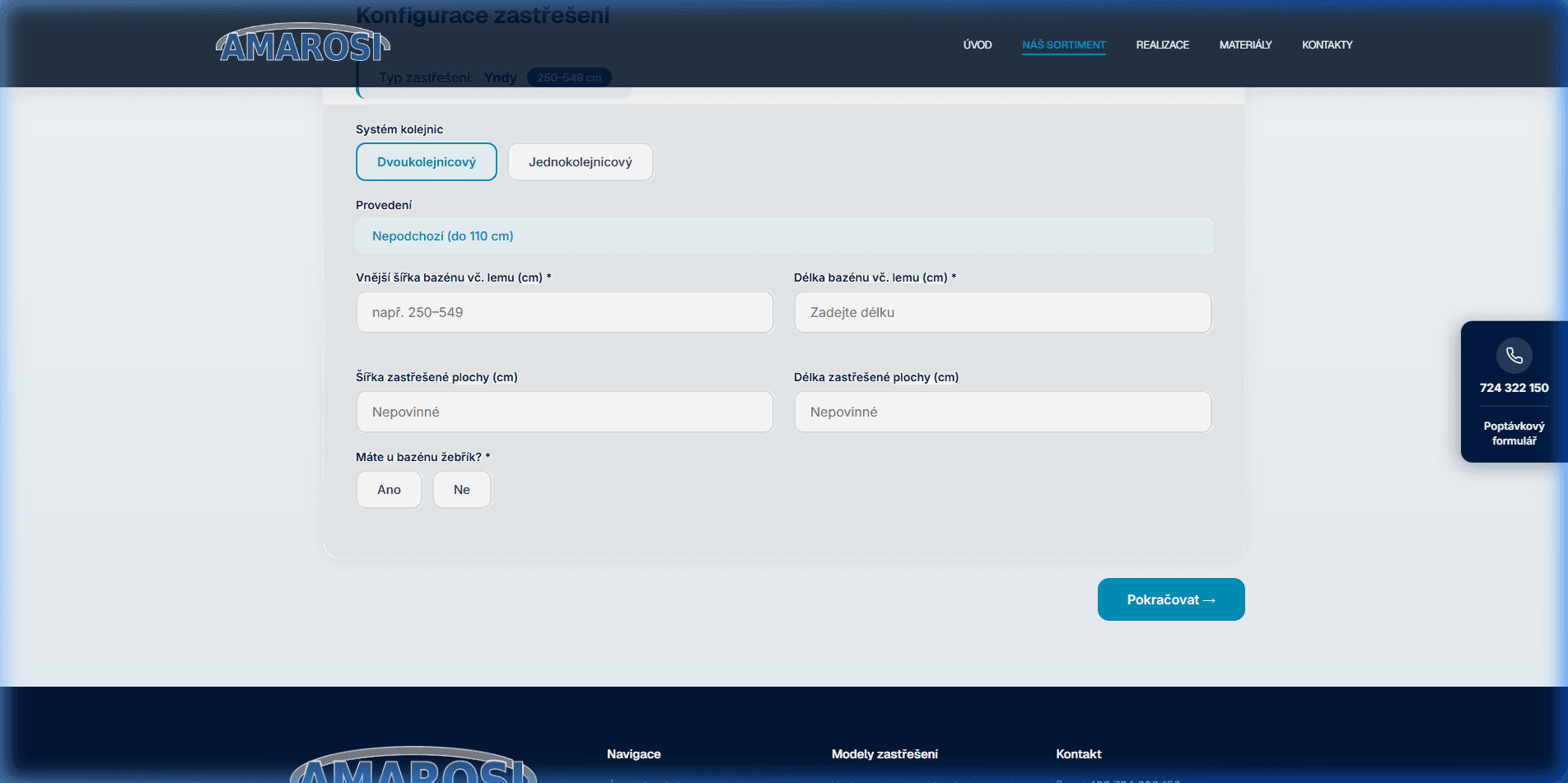 Nový web — multi-step konfigurátor s vizuálním výběrem