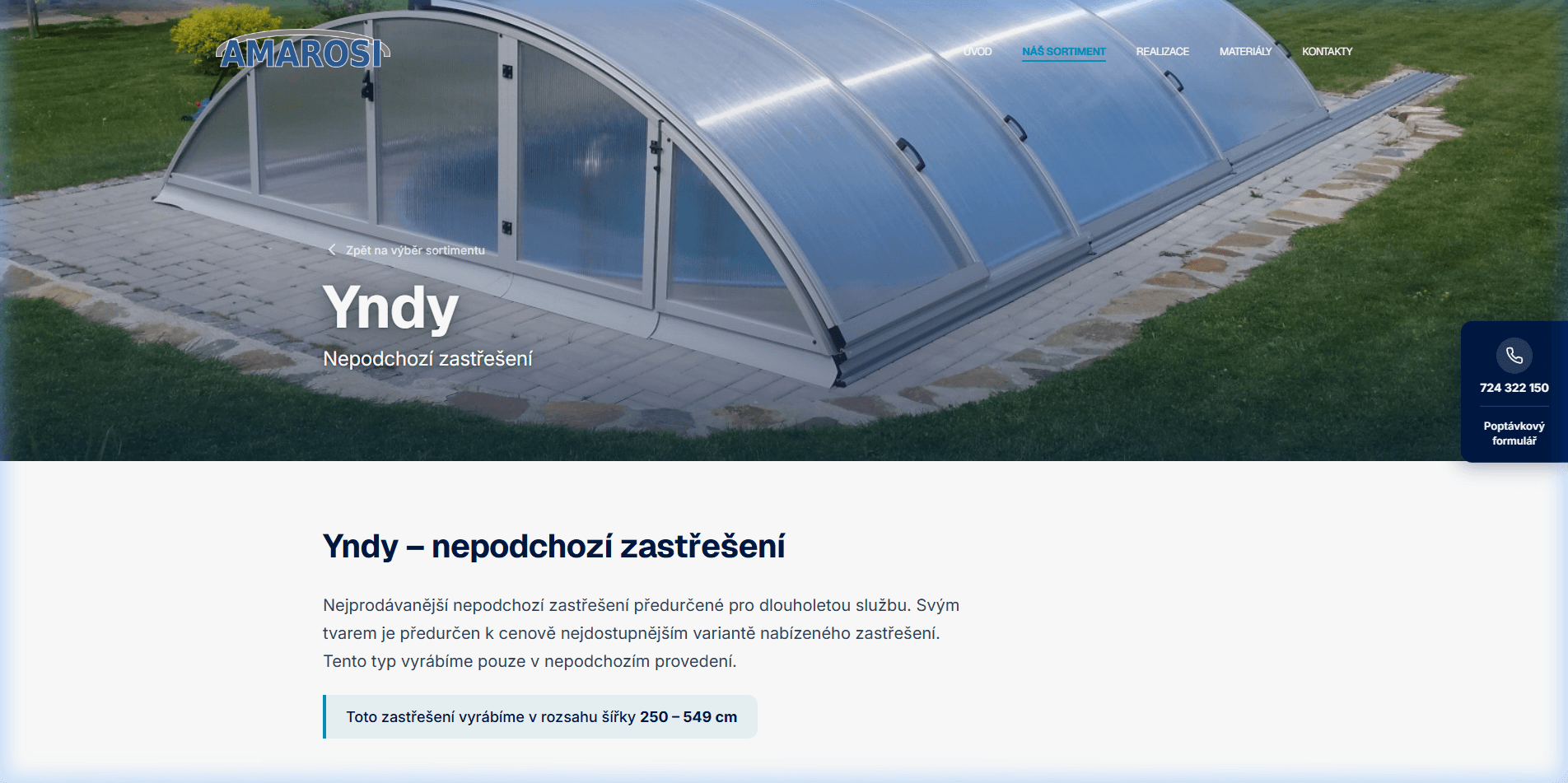 Nový web — produktová stránka Yndy