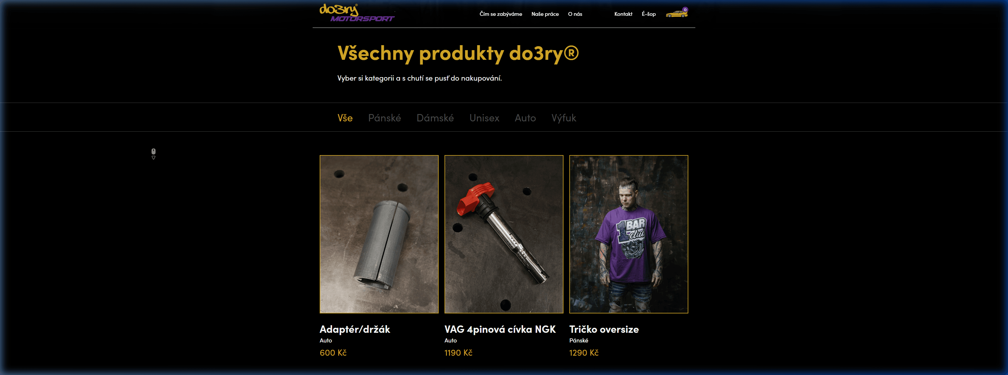 Starý web — 3 produkty v eshopu