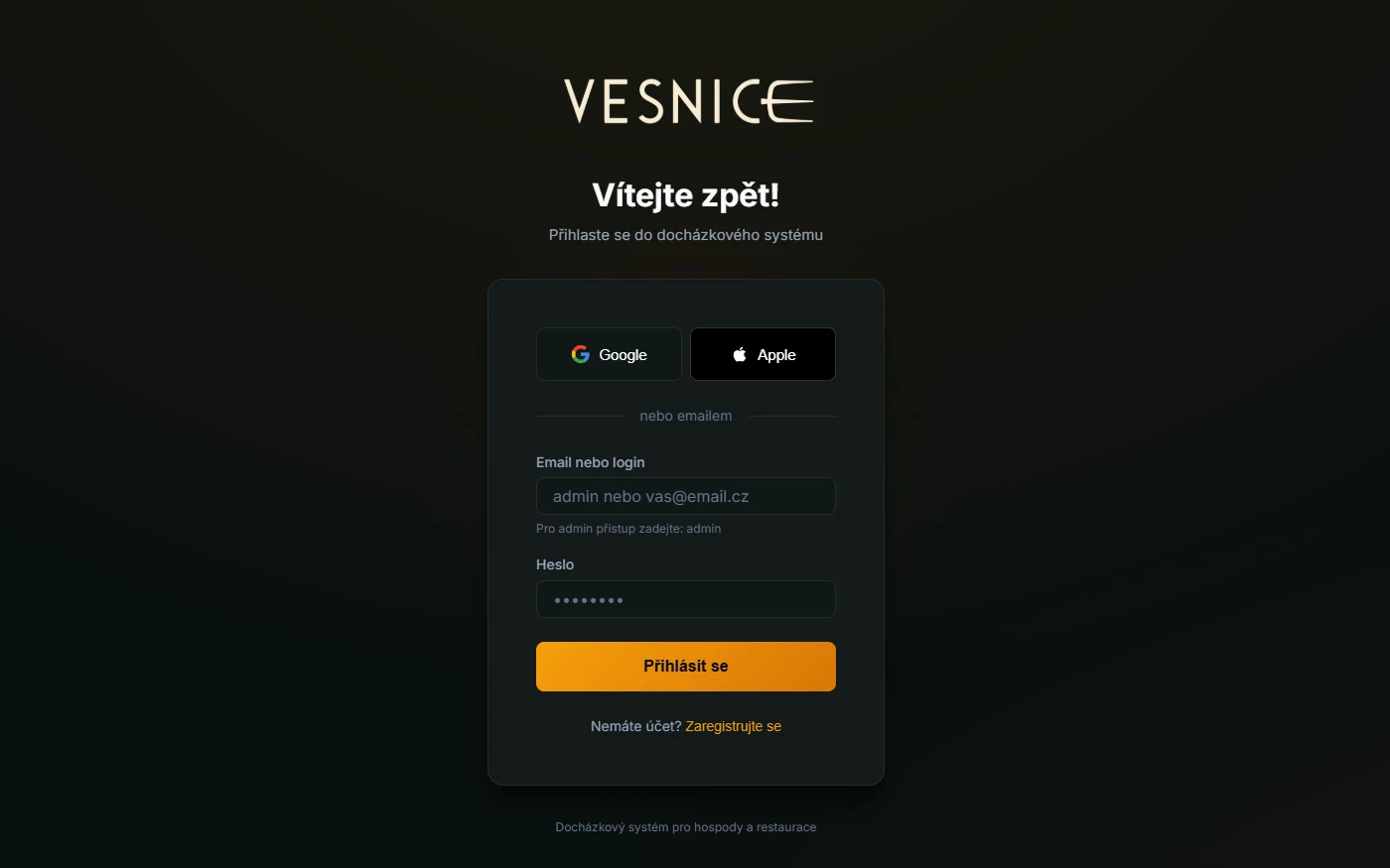 Docházkový systém pro restauraci